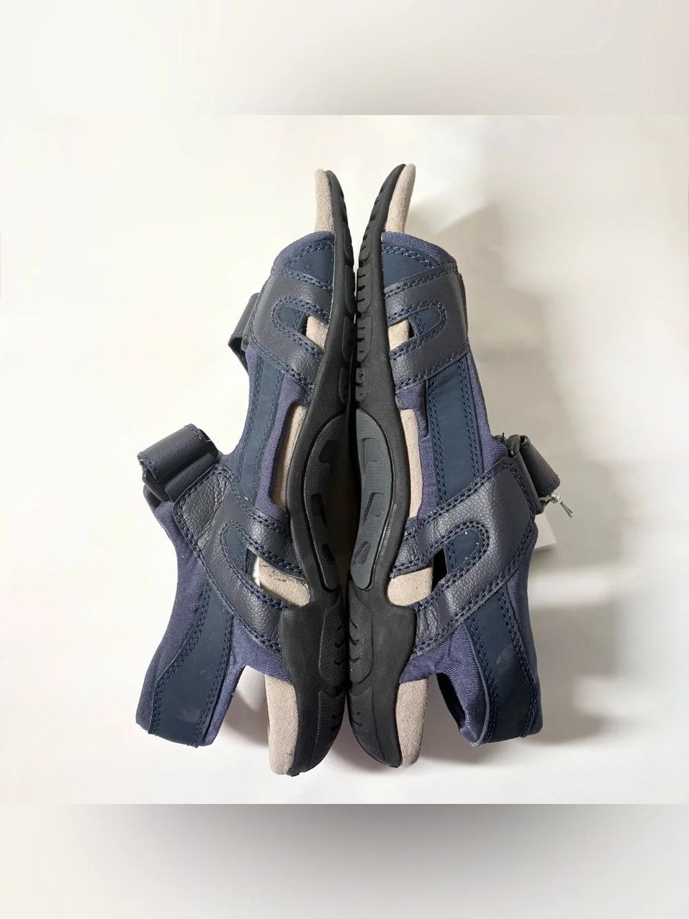 Geox Strada Navy Dual Hook and Loop Adjustable Strap Men’s Sandals Size 9